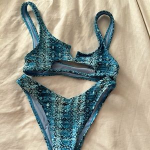 Frankie’s Bikinis blue swimsuit